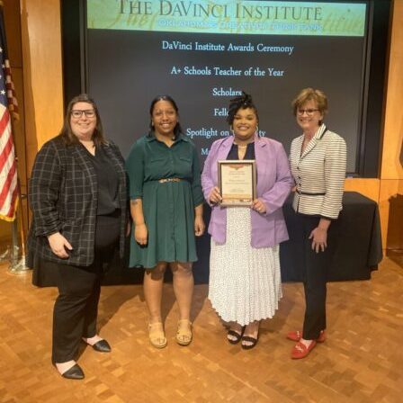 Morgan Mayhue (3rd from left) 2024 Oklahoma A+ Teacher Award winner.